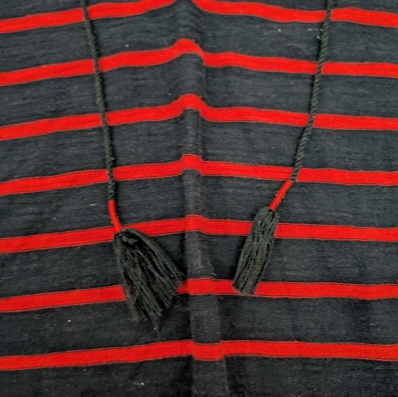 Ann Taylor LOFT Red & Navy Stripe Pullover Lightweight Sweater Tie Neck Sz S - Picture 4 of 8